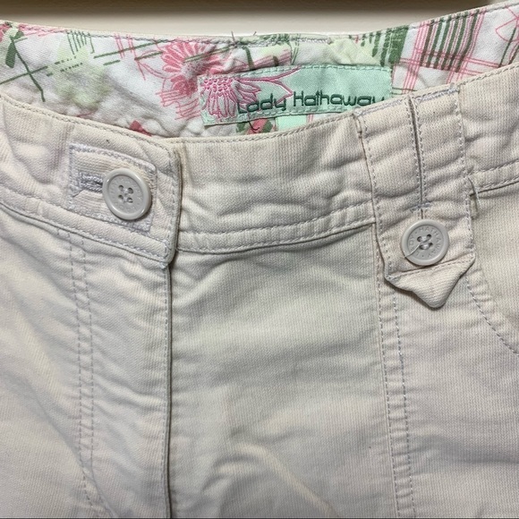 Vintage Lady Hathaway Corduroy Shorts Cream Sz 10 Side Pockets - Picture 5 of 6